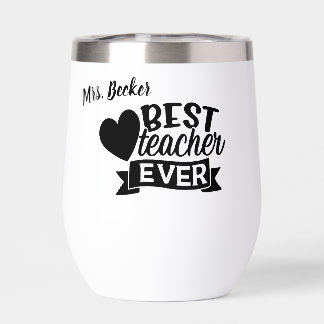Best teacher ever personalized black thermal wine tumbler