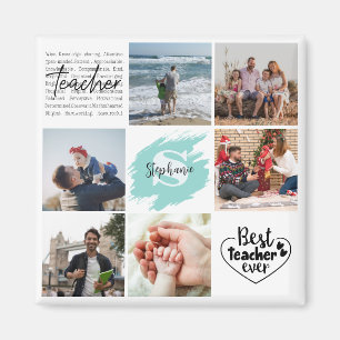 Best Teacher Ever Personalized Photo Collage Magnet