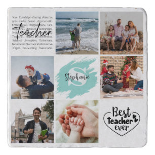 Best Teacher Ever Personalized Photo Collage Trivet
