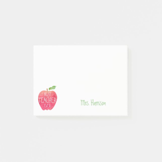 Best Teacher Ever Personalized School Apple Post-it Notes (Front)