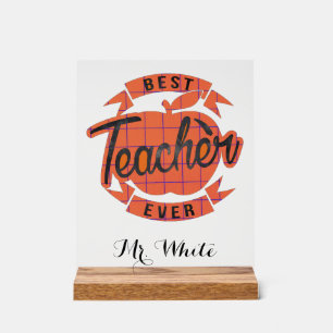 Best teacher ever present personalized acrylic sign