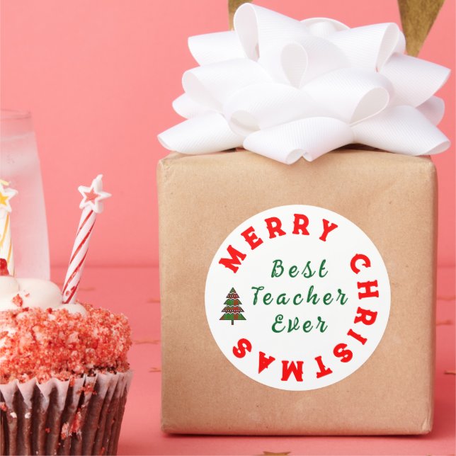 Best Teacher Ever Present - Teacher Appreciation Classic Round Sticker (Party)