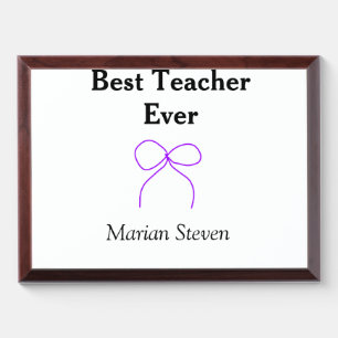 Best Teacher ever purple bow name appreciation gif Award Plaque