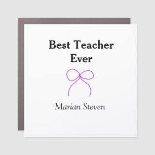 Best Teacher ever purple bow name appreciation gif Car Magnet