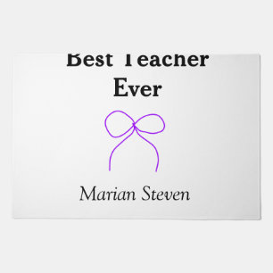 Best Teacher ever purple bow name appreciation gif Doormat