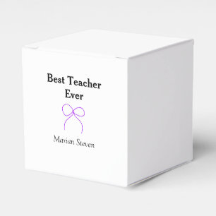 Best Teacher ever purple bow name appreciation gif Favor Boxes