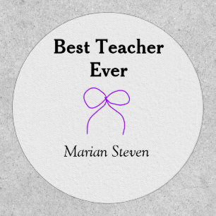 Best Teacher ever purple bow name appreciation gif Patch