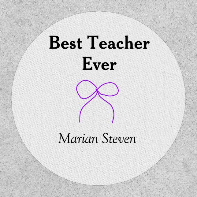 Best Teacher ever purple bow name appreciation gif Patch (Front)