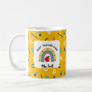 Best Teacher Ever rainbow name Coffee Mug