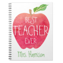Best Teacher Ever Red Apple Personalized Notebook