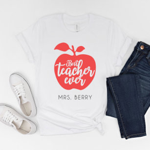 Best Teacher Ever Red Apple Personalized T-Shirt