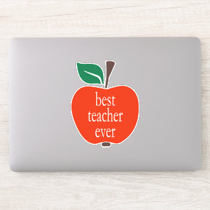 Best Teacher Ever Red Green Apple Lowercase Sticker