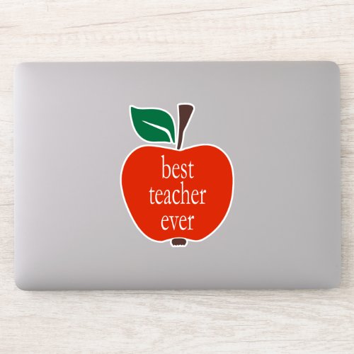 Best Teacher Ever Red Green Apple Lowercase Sticker