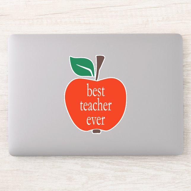 Best Teacher Ever Red Green Apple Lowercase Sticker (Computer)