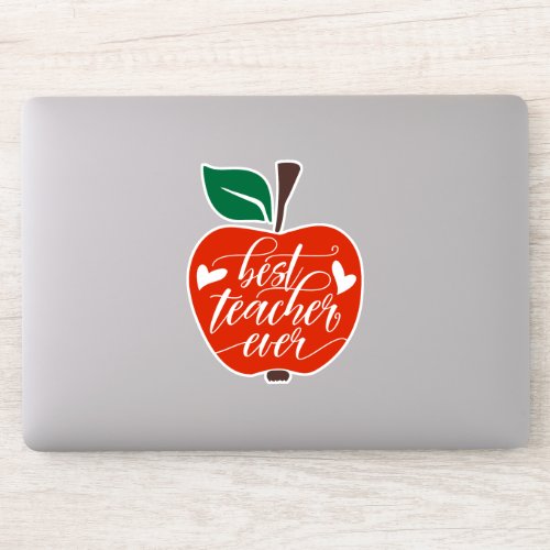 Best Teacher Ever Red Green Apple Sticker