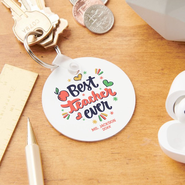 Best Teacher Ever Red Yellow Green Keychain (Creator Uploaded)