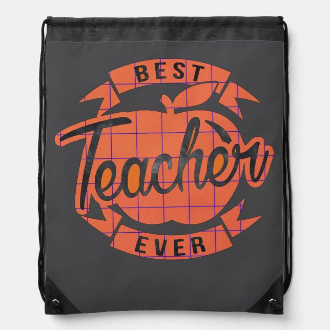 Best Teacher Ever Retro for Teachers presents Drawstring Bag (Front)