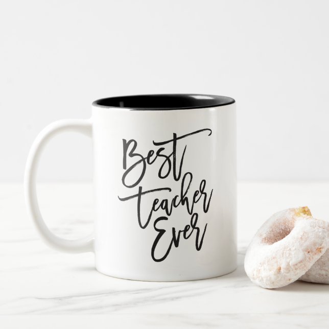 Best Teacher Ever Stylish Script Mug (With Donut)