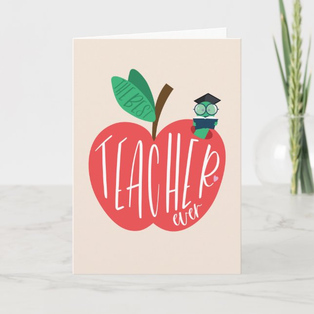 Best Teacher Ever, Teacher Appreciation Thank You Card (Front)