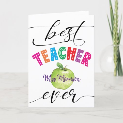 Best Teacher Ever Thank You Card