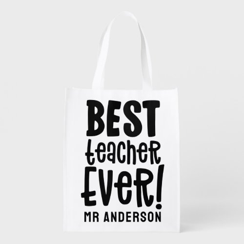 Best teacher ever thank you teacher modern grocery bag
