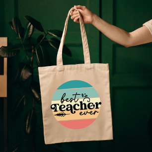 Best teacher ever tote bag, Teacher gift, Rainbow 