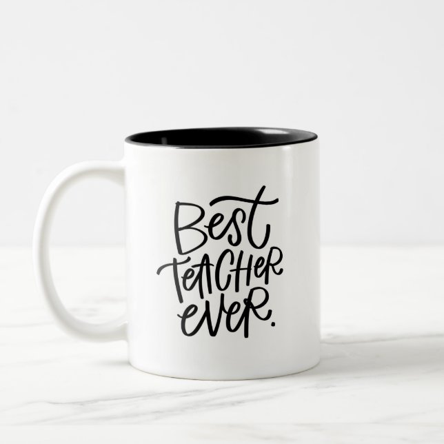 Best Teacher Ever Two-Tone Coffee Mug (Left)