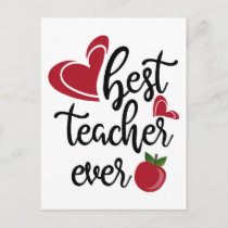 Best teacher ever typography teachers postcard