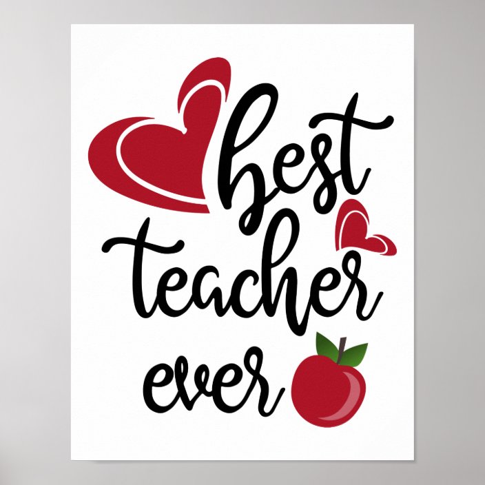 Best teacher ever typography teachers poster | Zazzle.com