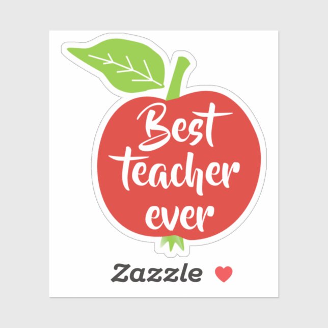 Best Teacher Ever white text red apple Sticker (Sheet)