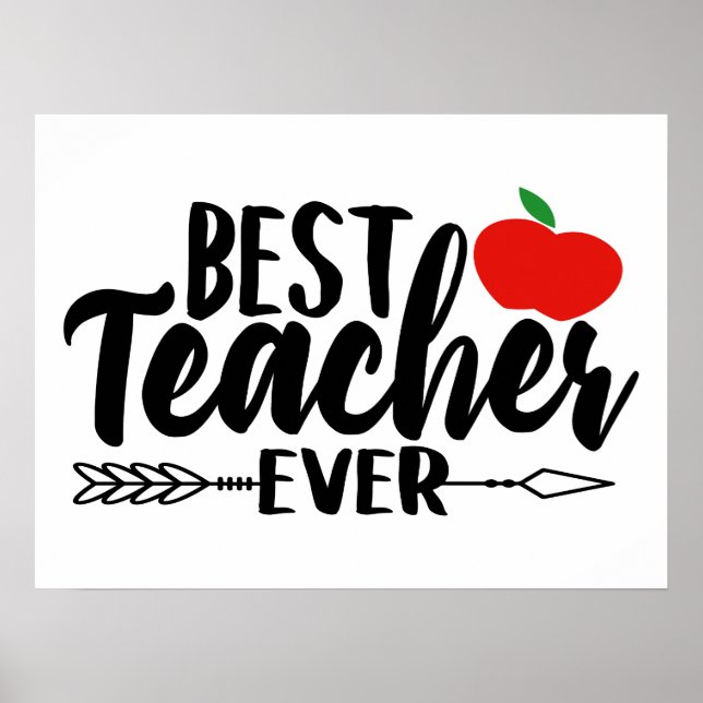 Best Teacher ever words poster (Front)