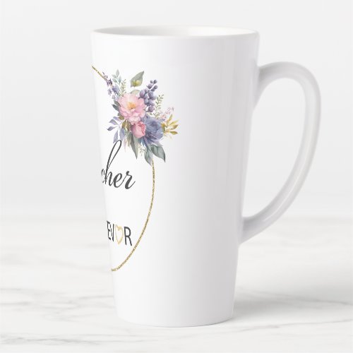 Best Teacher Floral Watercolor Latte Mug