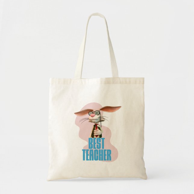 Best Teacher Funny Rabbit Classroom Humor Tote Bag (Front)