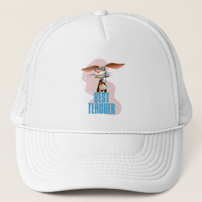 Best Teacher Funny Rabbit Classroom Humor Trucker Hat (Front)