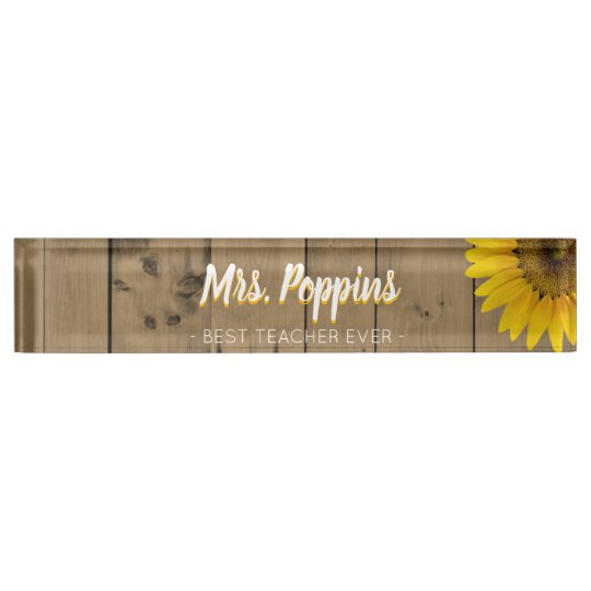 Best Teacher Gift Name Rustic Wood Sunflower Name Plate Zazzle Com