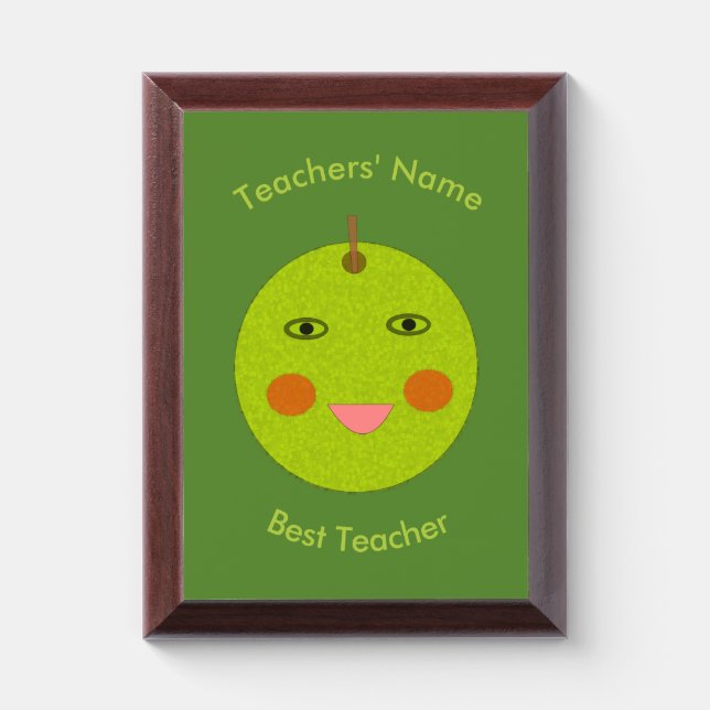Best Teacher Happy Apple Custom Award Plaque (Vertical)