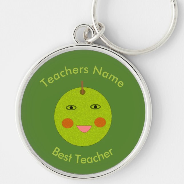 Best Teacher Happy Apple Custom Keychain (Front)