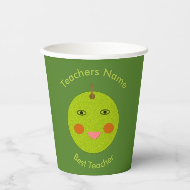 Best Teacher Happy Apple Custom Paper Cups (Front)