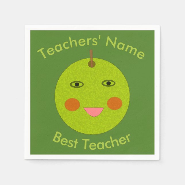 Best Teacher Happy Apple Custom Paper Napkins (Front)