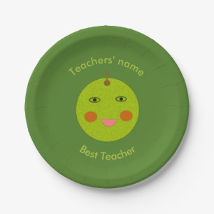 Best teacher Happy Apple Custom Paper Party Paper Plates