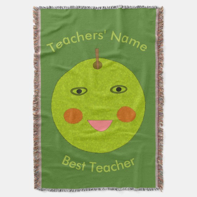 Best Teacher Happy Apple Custom Throw Blanket (Front Vertical)