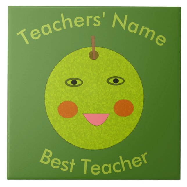 Best Teacher Happy Apple Custom Tile (Front)