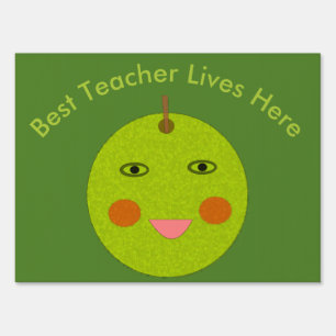Best Teacher Happy Apple Custom Yard Sign