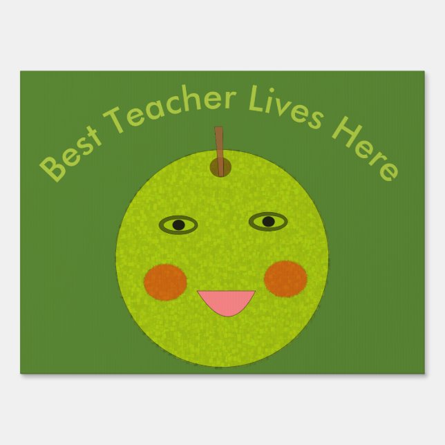 Best Teacher Happy Apple Custom Yard Sign (Front)