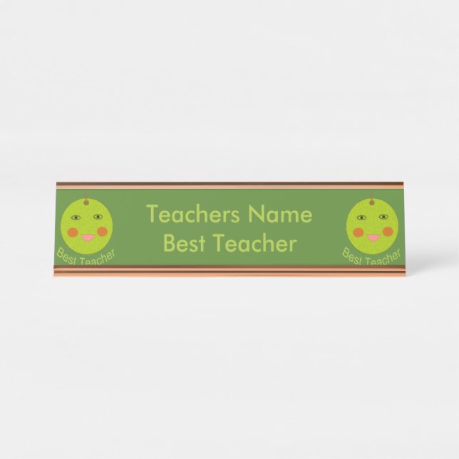 Best Teacher Happy Apple Personalized Desk Sign (Front)