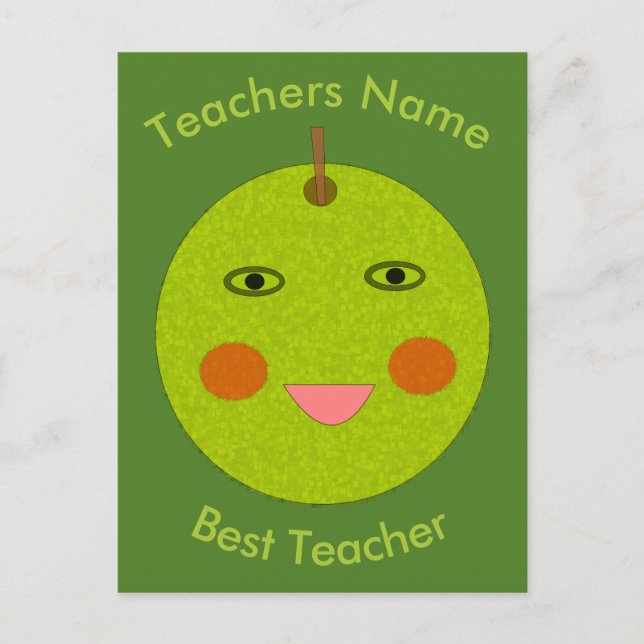 Best Teacher Happy Apple Personalized Postcard (Front)