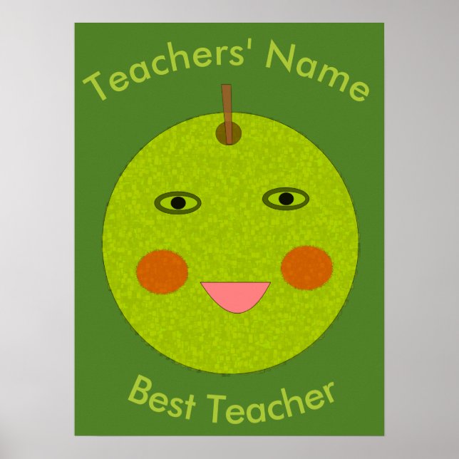 Best Teacher Happy Apple Poster (Front)