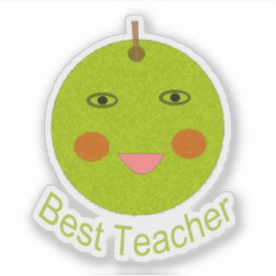 Best Teacher Happy Apple Shaped Sticker