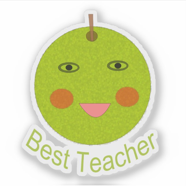 Best Teacher Happy Apple Shaped Sticker (Front)