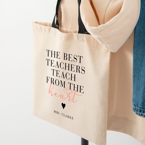 Best Teacher Heart Modern Stylish Teacher Gift Tote Bag